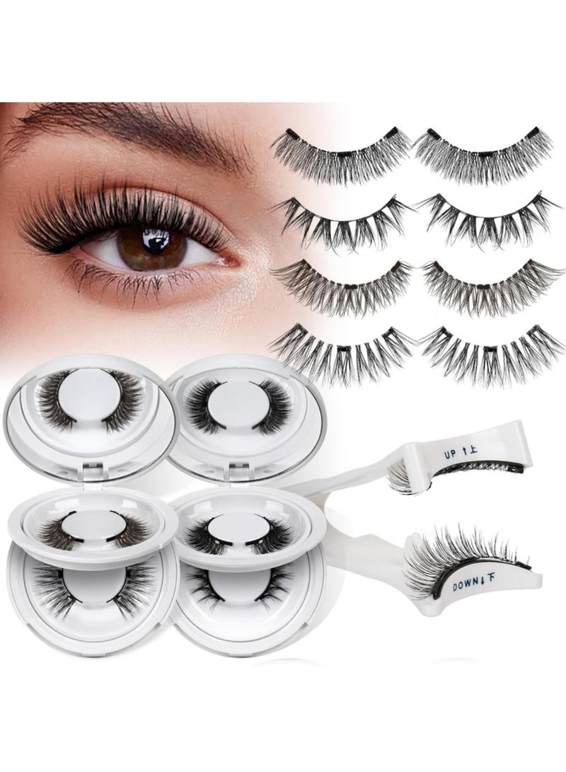 saykfoe Magnetic Eyelashes 4 Pair Reusable Magnetic Eyelashes with Applicator No Glue Needed Eyelashes Natural Look Lash Clusters Kit Easy to Wear and Remove (4 Pairs-A04) - Image 1